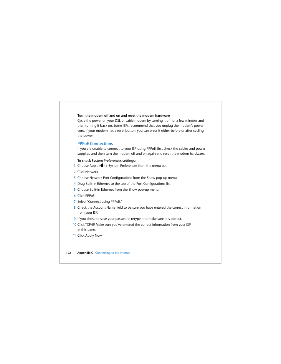 Pppoe connections | Apple MacBook Pro (15-inch) User Manual | Page 122 / 144