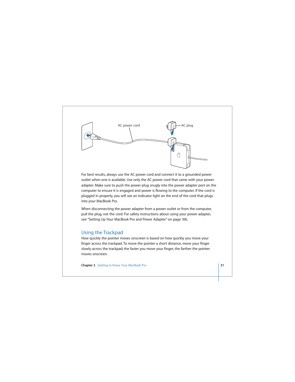 Using the trackpad | Apple MacBook Pro (15-inch) User Manual | Page 31 / 144