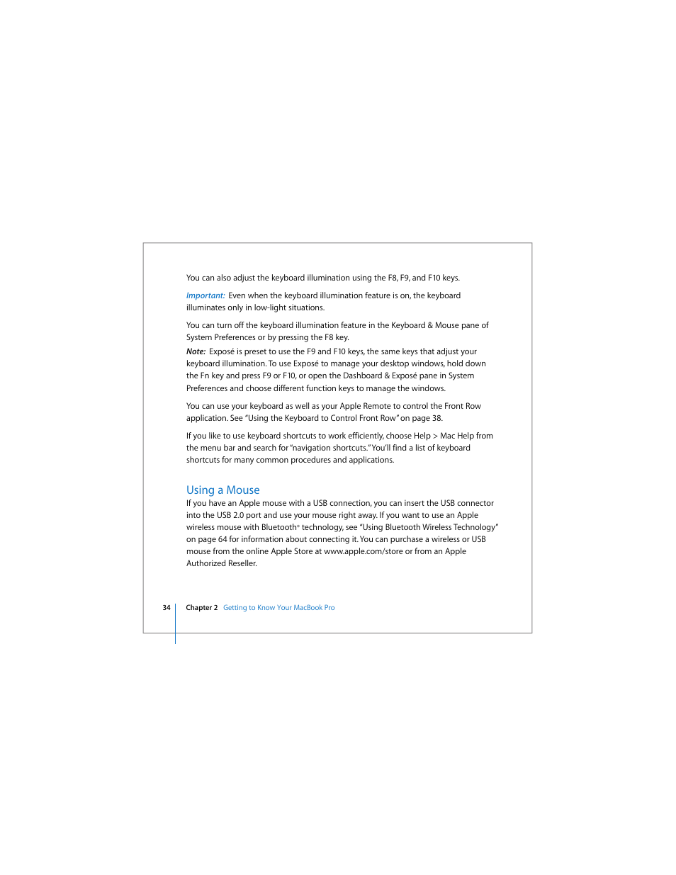 Using a mouse | Apple MacBook Pro (15-inch) User Manual | Page 34 / 144