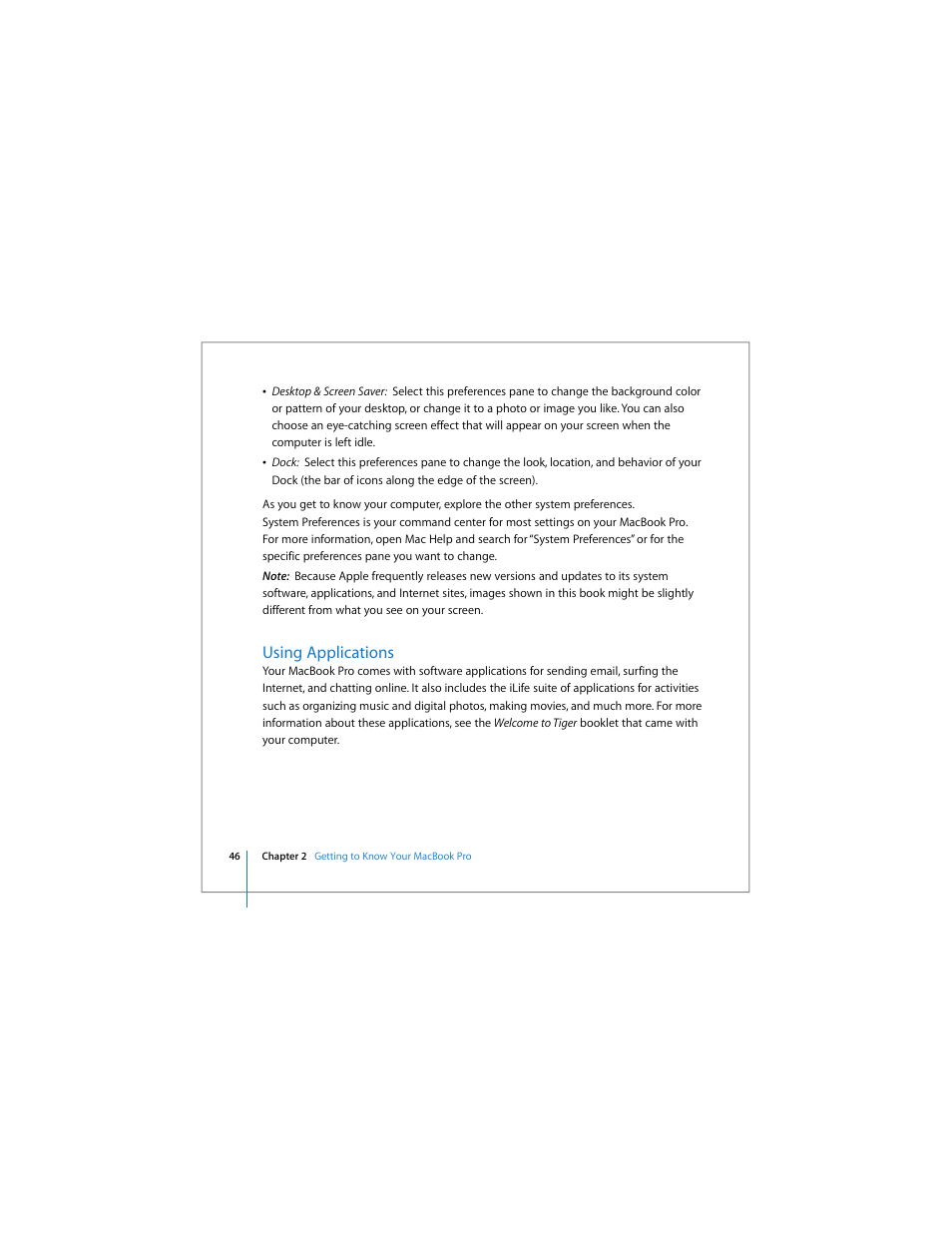 Using applications | Apple MacBook Pro (15-inch) User Manual | Page 46 / 144