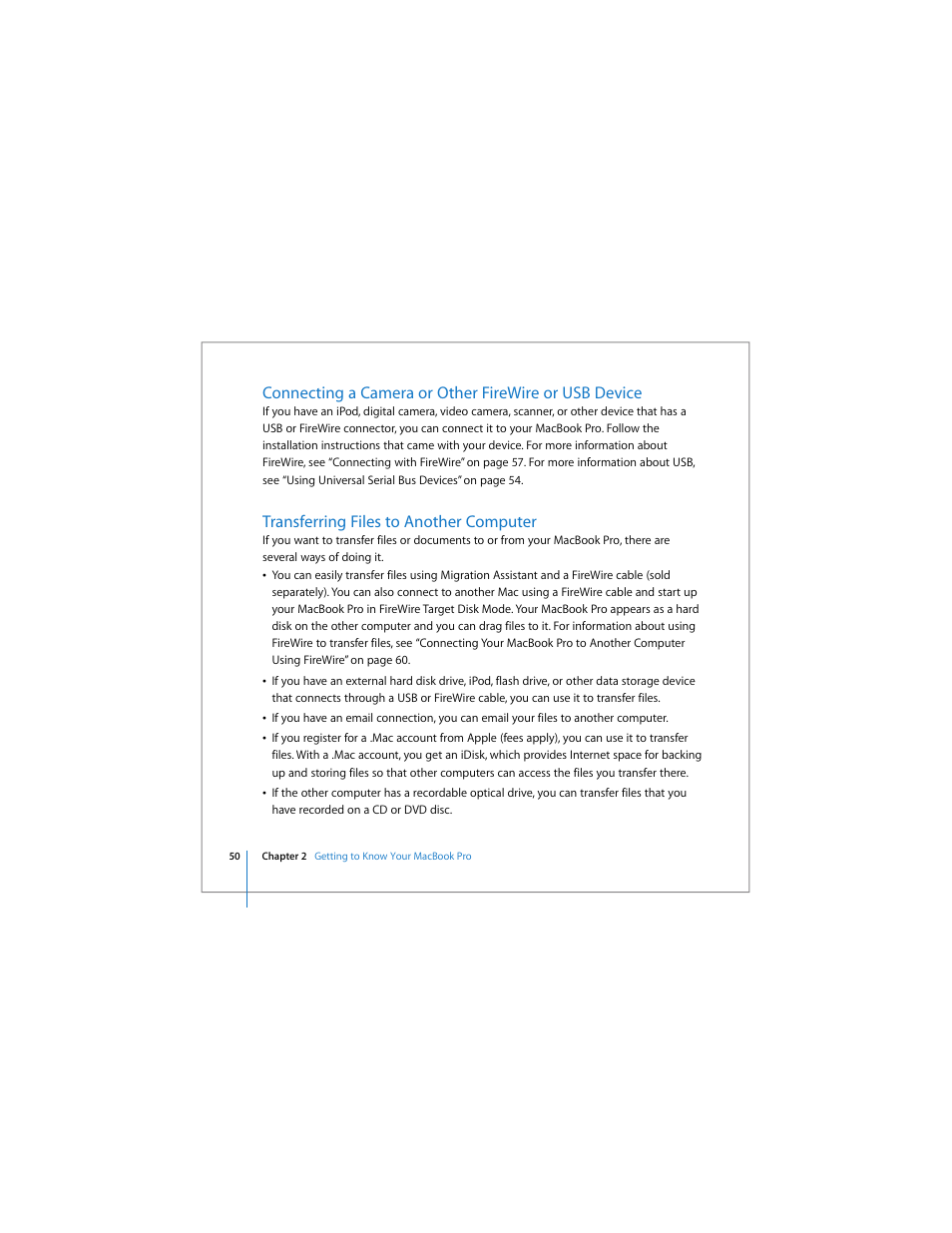 Transferring files to another computer | Apple MacBook Pro (15-inch) User Manual | Page 50 / 144