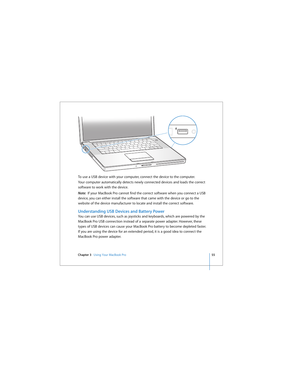 Understanding usb devices and battery power | Apple MacBook Pro (15-inch) User Manual | Page 55 / 144