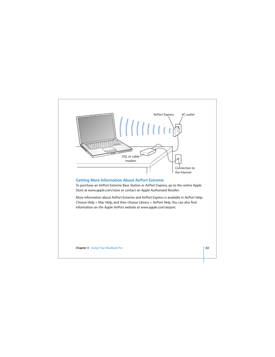 Getting more information about airport extreme | Apple MacBook Pro (15-inch) User Manual | Page 63 / 144