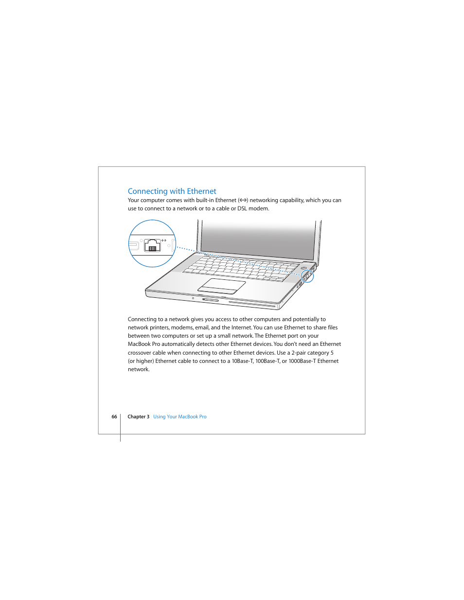 Connecting with ethernet | Apple MacBook Pro (15-inch) User Manual | Page 66 / 144