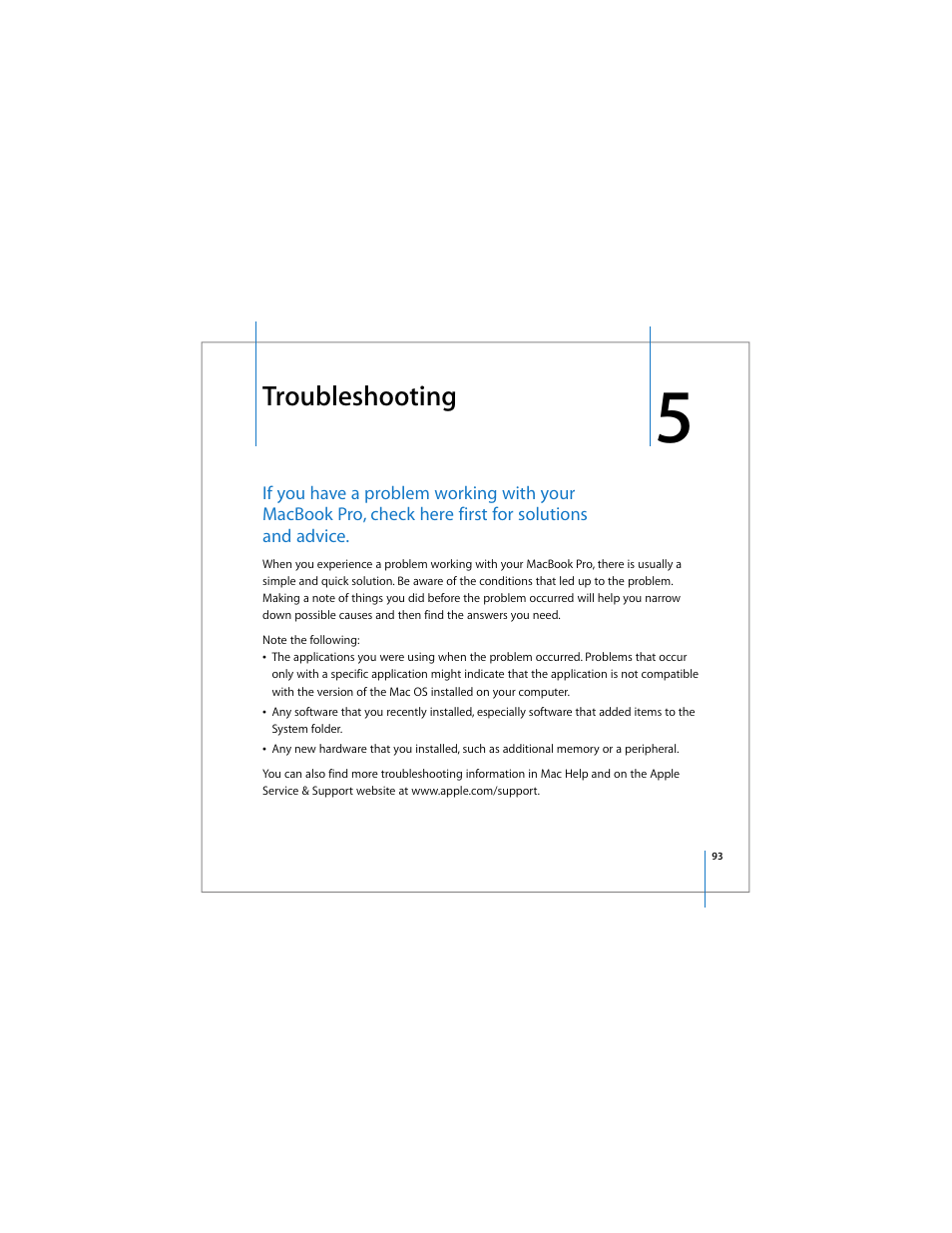 Troubleshooting | Apple MacBook Pro (15-inch) User Manual | Page 93 / 144