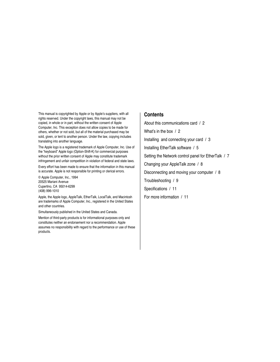 Apple Ethernet CS Twisted-Pair Card User Manual | Page 3 / 14