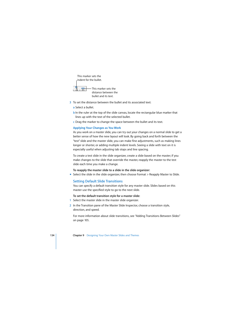 Setting default slide transitions | Apple Keynote 2 User Manual | Page 134 / 152