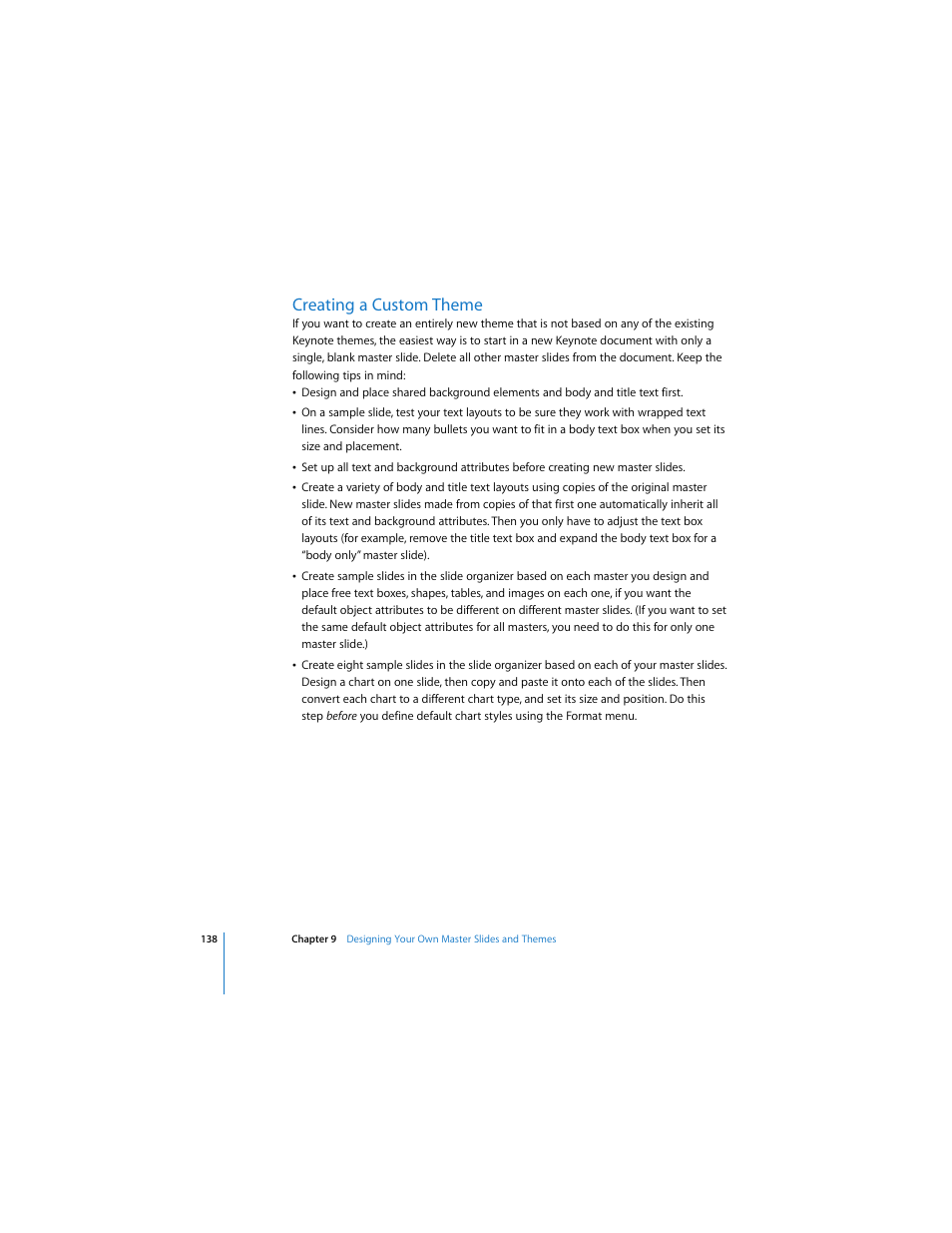 Creating a custom theme | Apple Keynote 2 User Manual | Page 138 / 152