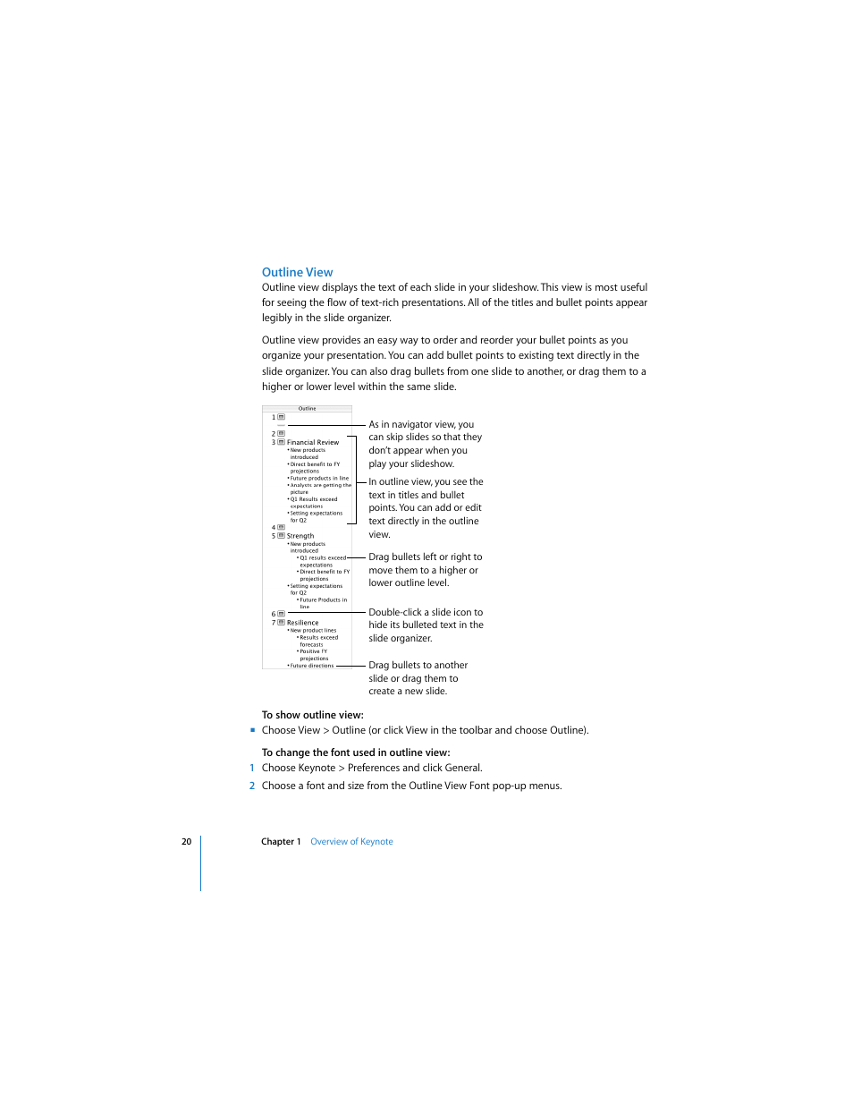 Outline view | Apple Keynote 2 User Manual | Page 20 / 152
