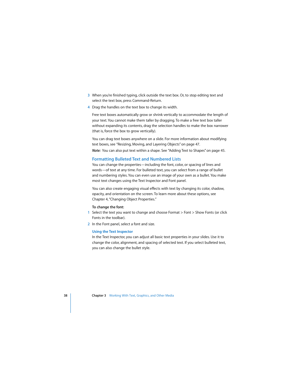 Formatting bulleted text and numbered lists | Apple Keynote 2 User Manual | Page 38 / 152