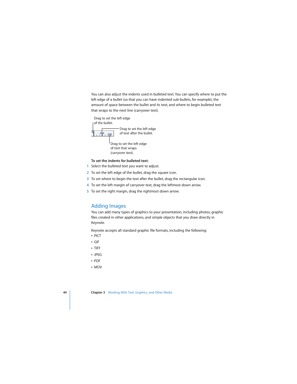 Adding images | Apple Keynote 2 User Manual | Page 44 / 152