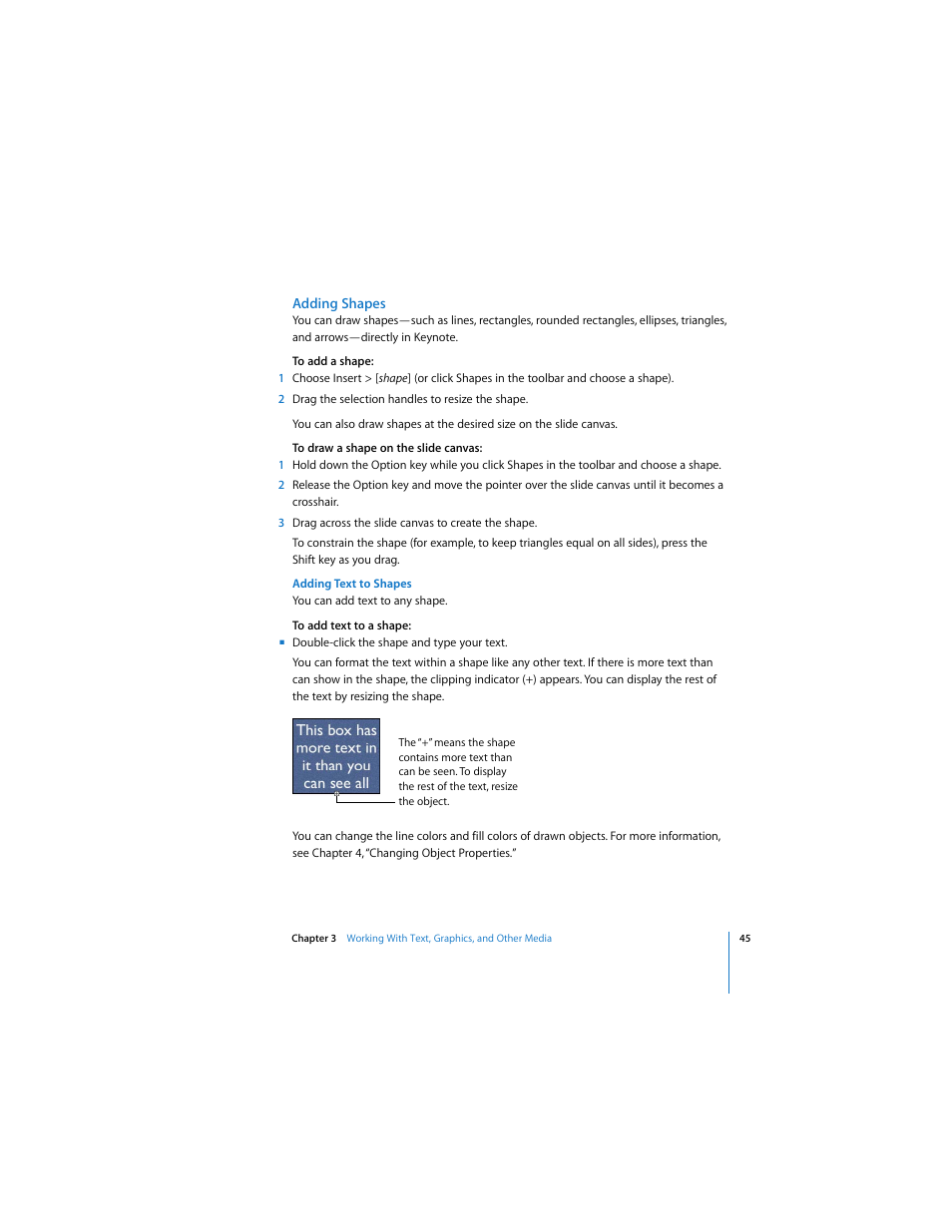 Adding shapes | Apple Keynote 2 User Manual | Page 45 / 152