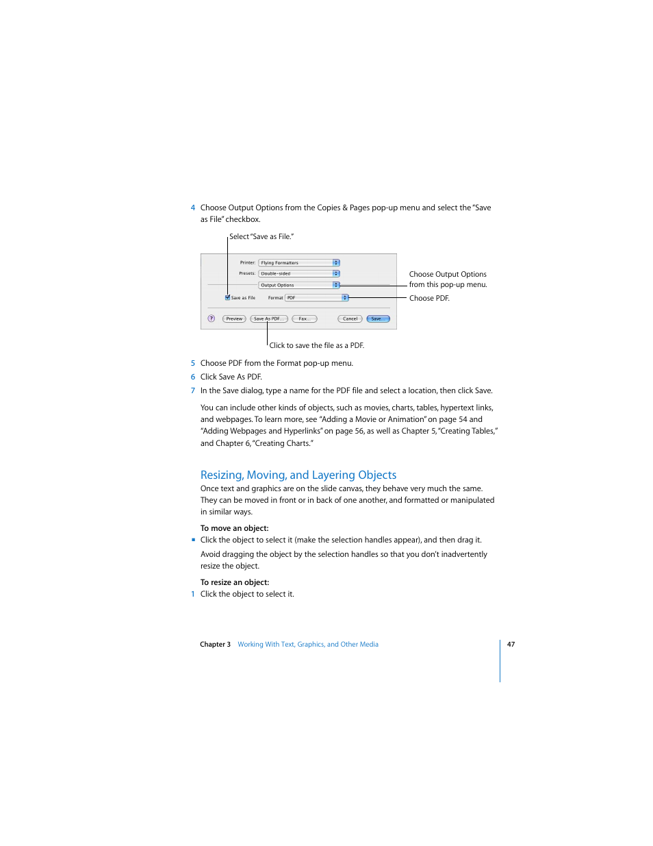 Resizing, moving, and layering objects | Apple Keynote 2 User Manual | Page 47 / 152
