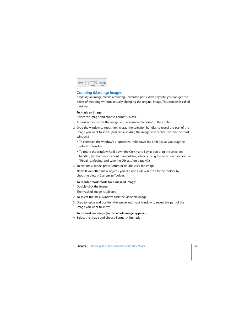 Cropping (masking) images | Apple Keynote 2 User Manual | Page 49 / 152