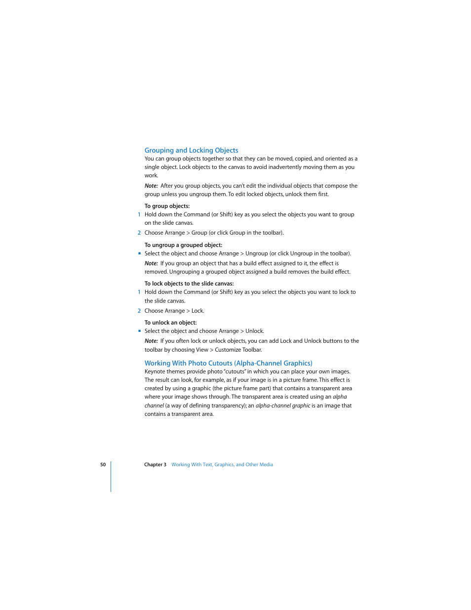 Grouping and locking objects | Apple Keynote 2 User Manual | Page 50 / 152