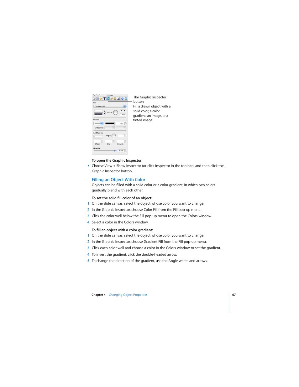 Filling an object with color | Apple Keynote 2 User Manual | Page 67 / 152