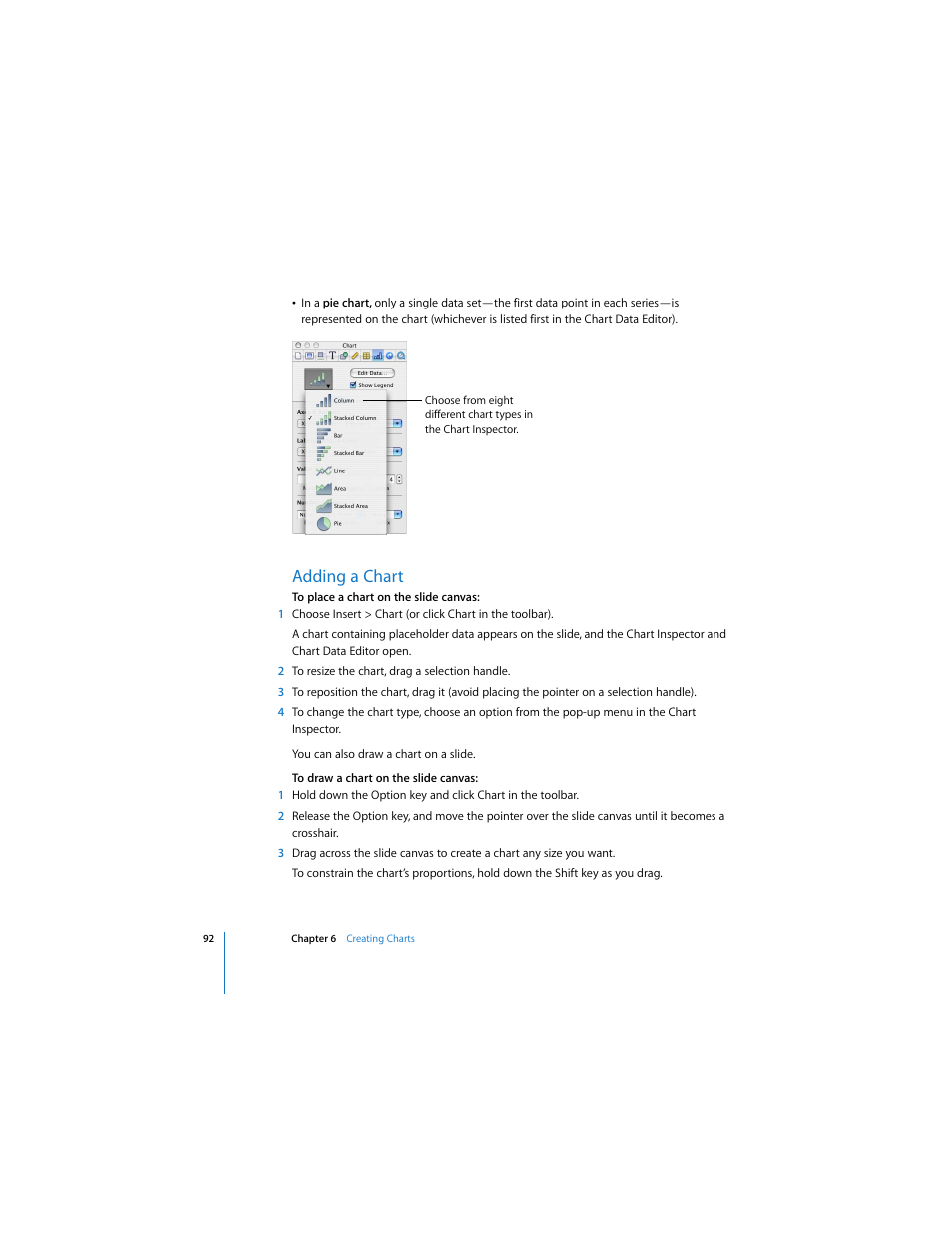 Adding a chart | Apple Keynote 2 User Manual | Page 92 / 152