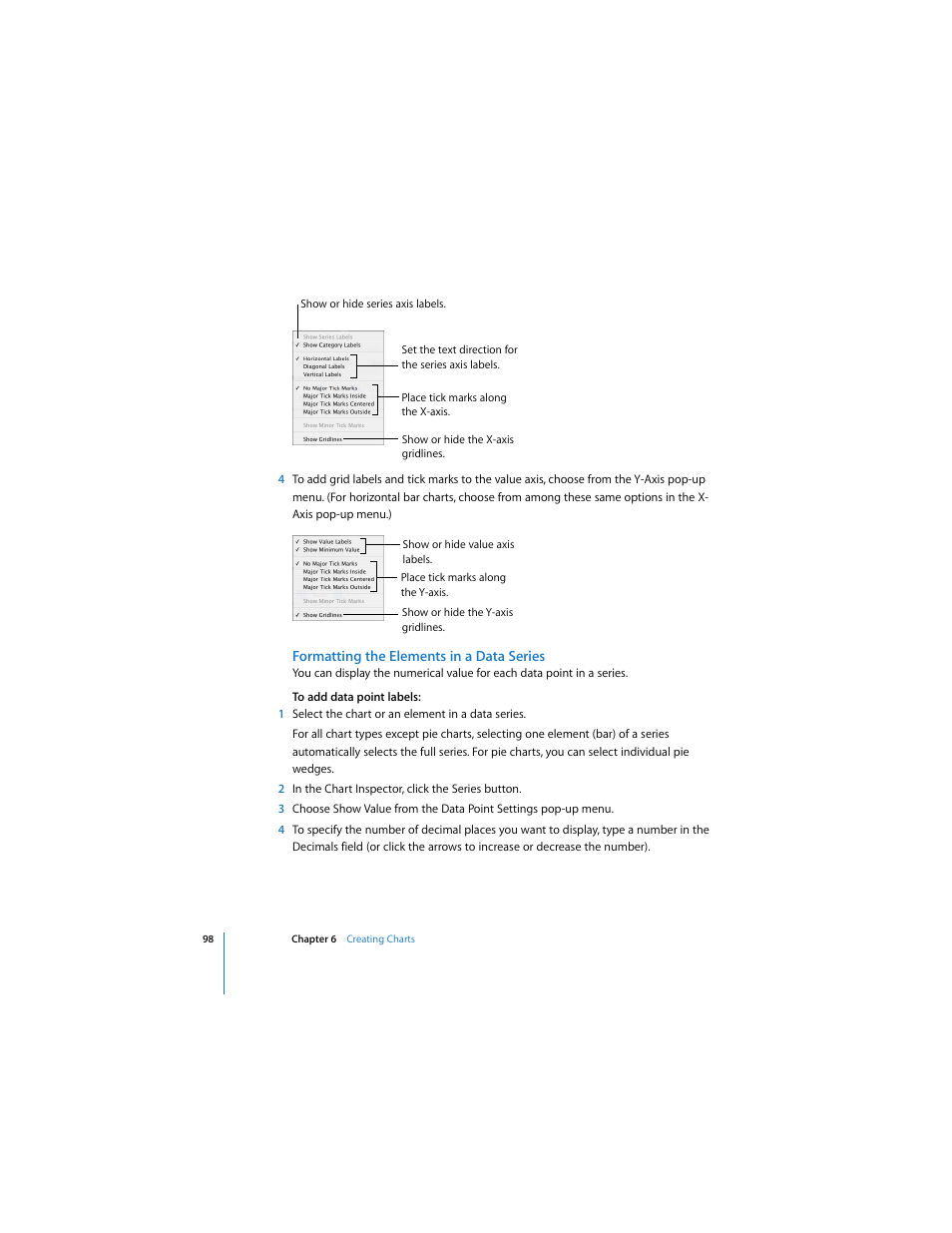 Formatting the elements in a data series | Apple Keynote 2 User Manual | Page 98 / 152