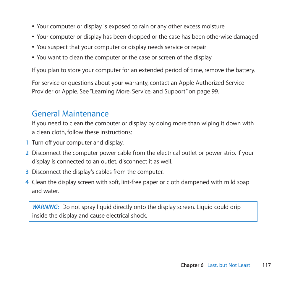 General maintenance, 117 general maintenance | Apple Mac Pro (Mid 2010) User Manual | Page 117 / 136