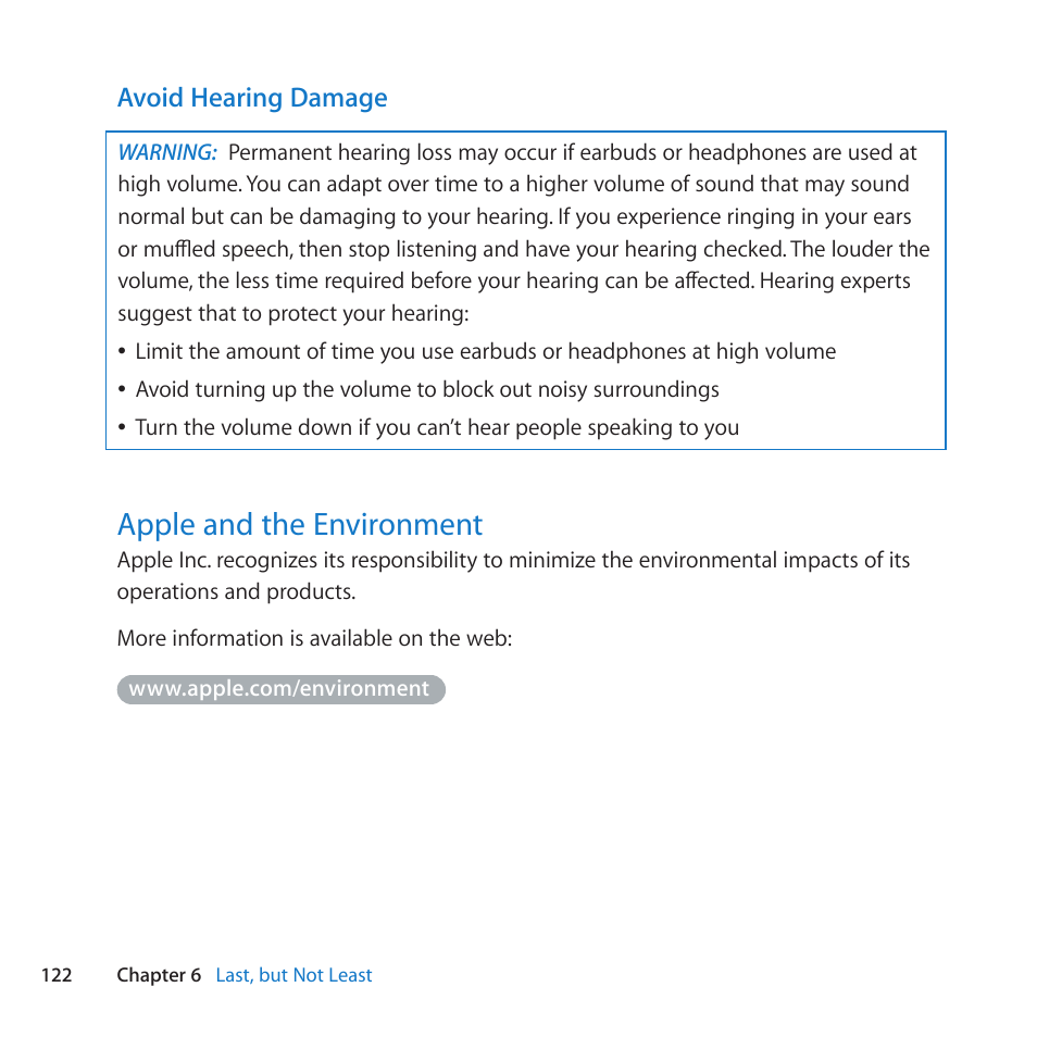 Apple and the environment, 122 apple and the environment | Apple Mac Pro (Mid 2010) User Manual | Page 122 / 136