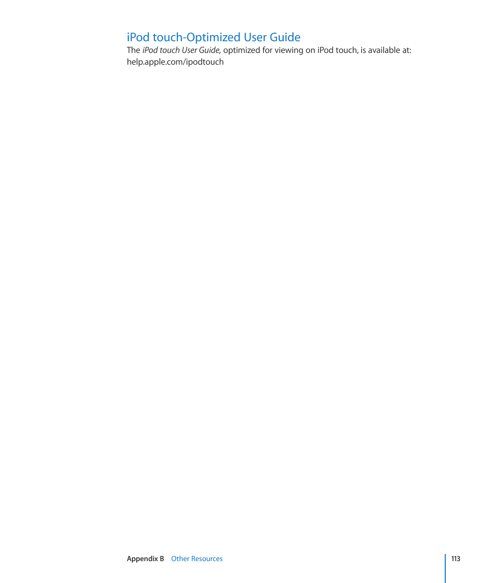 Ipod touch-optimized user guide, 113 ipod touch-optimized user guide | Apple iPod touch iOS 2.0 User Manual | Page 113 / 120