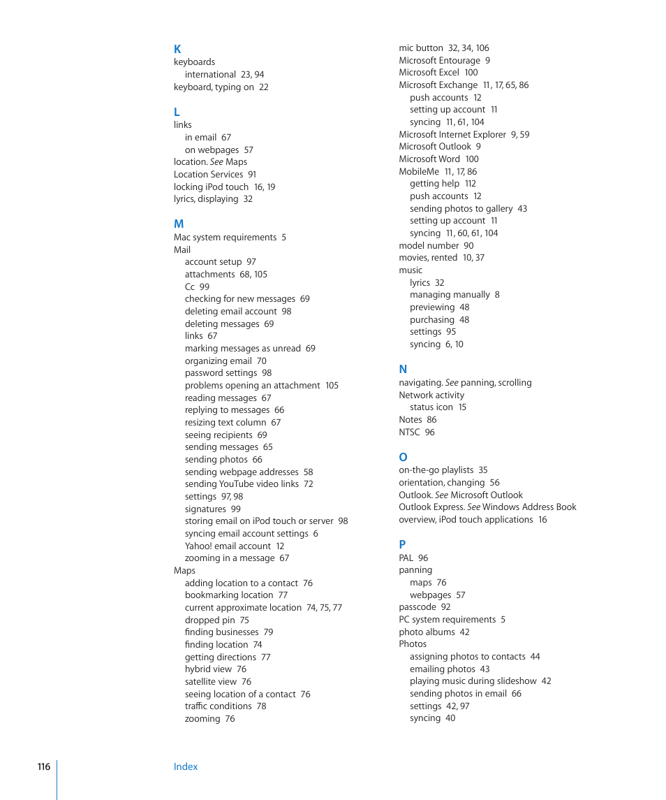 Apple iPod touch iOS 2.0 User Manual | Page 116 / 120