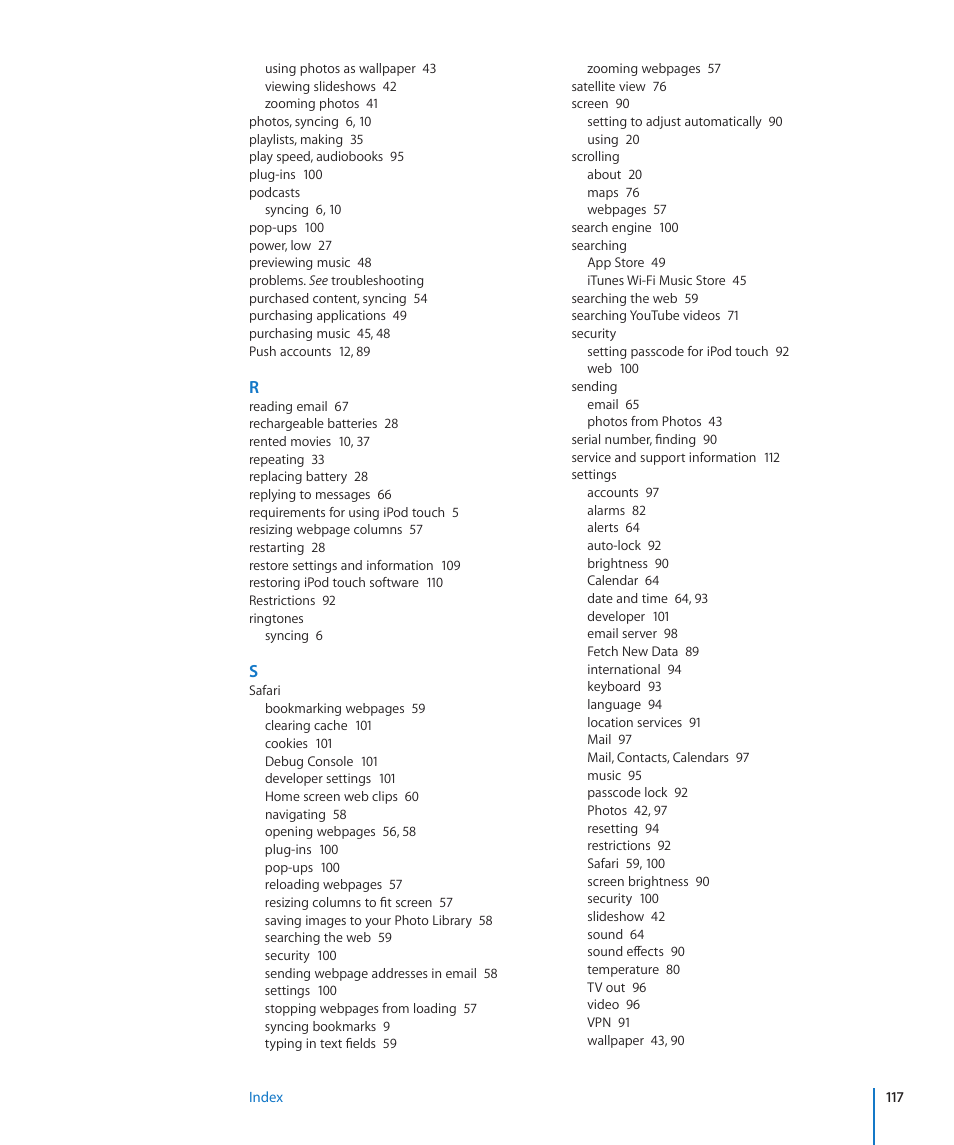 Apple iPod touch iOS 2.0 User Manual | Page 117 / 120