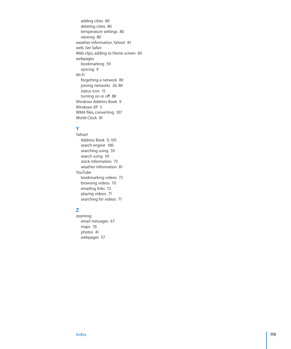 Apple iPod touch iOS 2.0 User Manual | Page 119 / 120