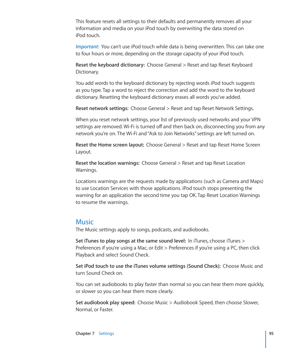 Music, 95 music | Apple iPod touch iOS 2.0 User Manual | Page 95 / 120