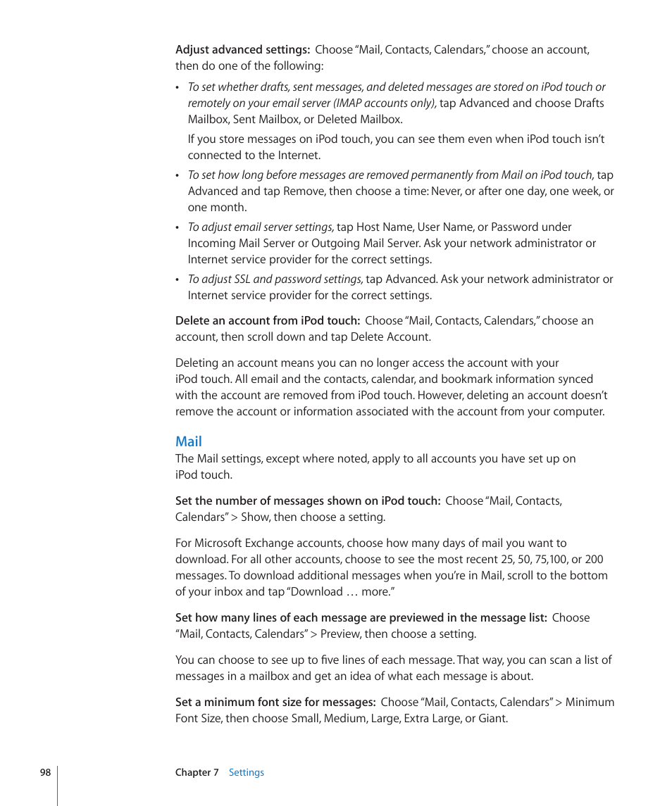Mail | Apple iPod touch iOS 2.0 User Manual | Page 98 / 120
