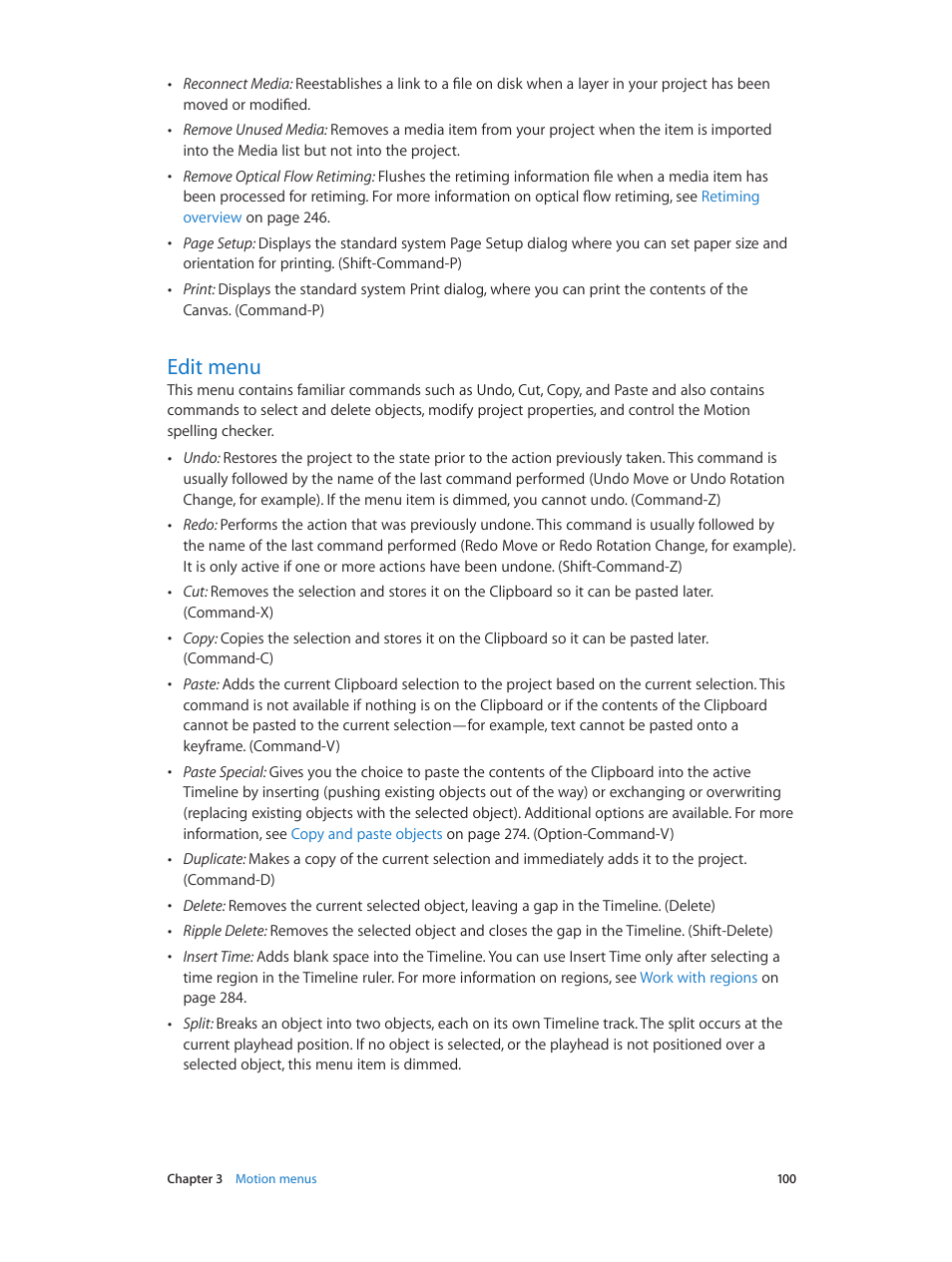 Edit menu, 100 edit menu | Apple Motion 5.1.1 User Manual | Page 100 / 1090