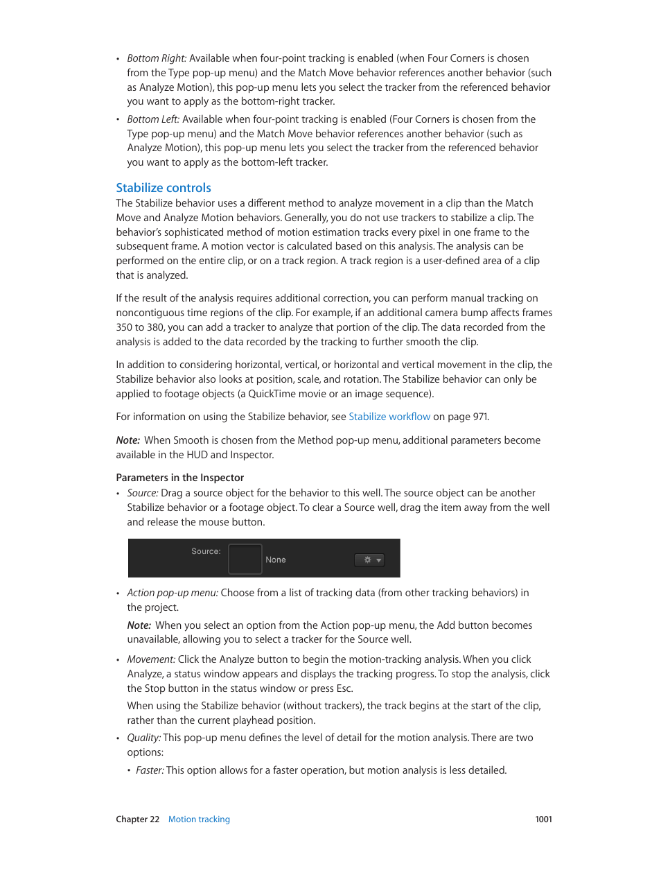Stabilize controls | Apple Motion 5.1.1 User Manual | Page 1001 / 1090