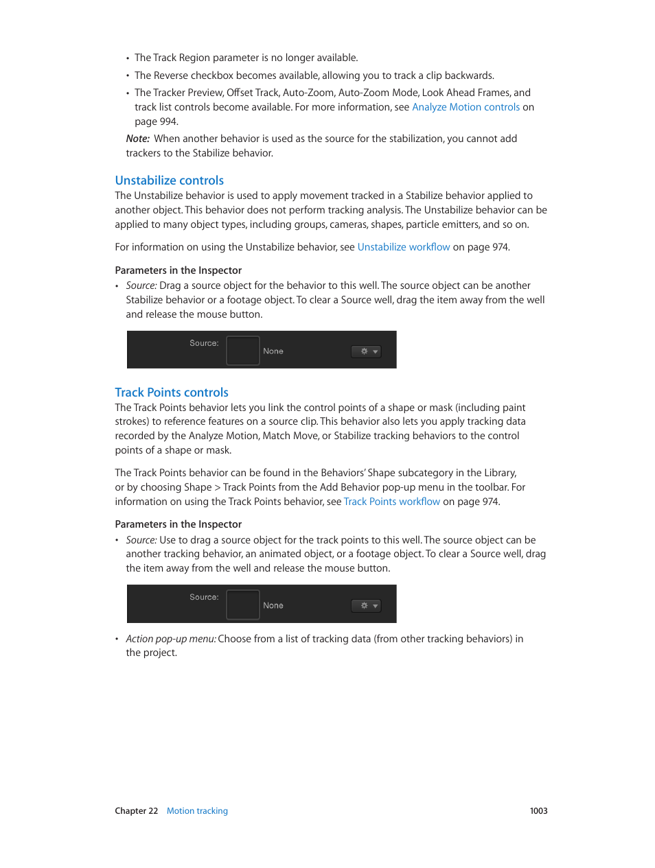 Unstabilize controls, Track points controls | Apple Motion 5.1.1 User Manual | Page 1003 / 1090