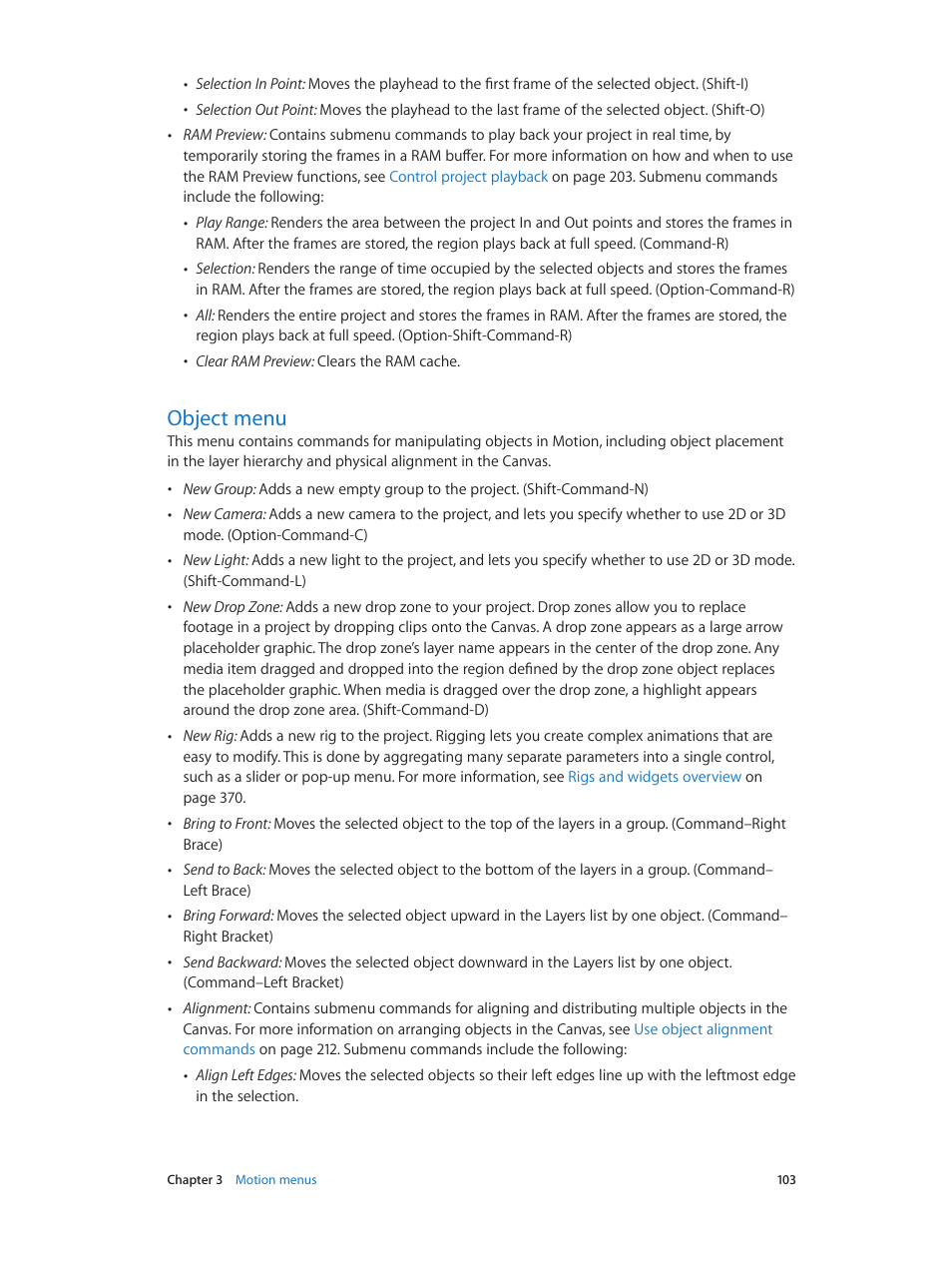 Object menu, 103 object menu | Apple Motion 5.1.1 User Manual | Page 103 / 1090