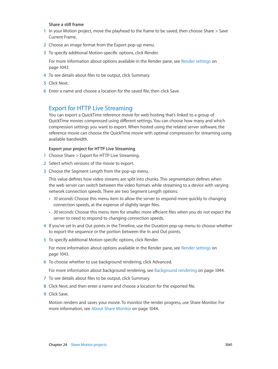 Export for http live streaming, 1041 export for http live streaming | Apple Motion 5.1.1 User Manual | Page 1041 / 1090