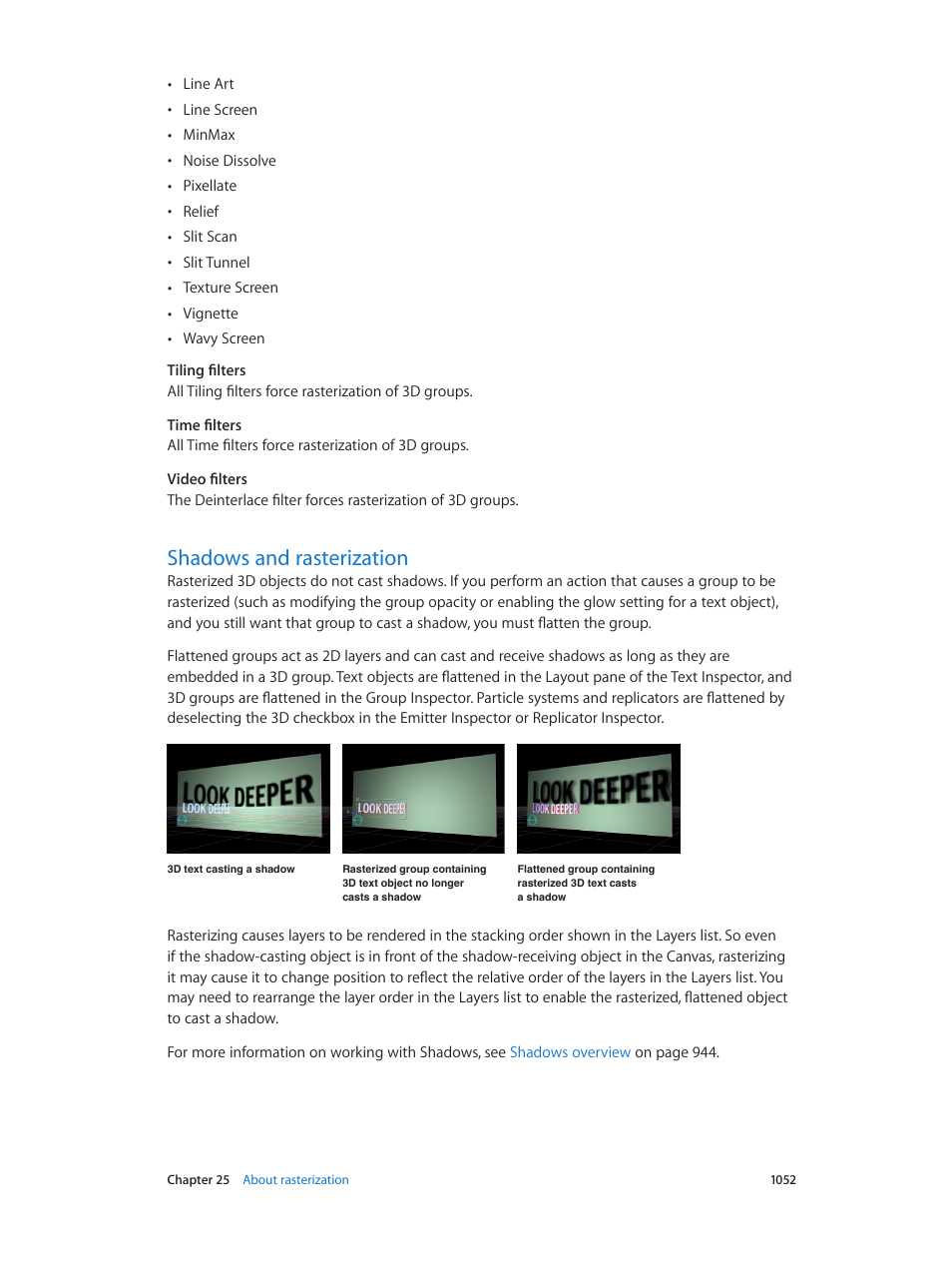 Shadows and rasterization, 1052 shadows and rasterization, Shadows and | Rasterization | Apple Motion 5.1.1 User Manual | Page 1052 / 1090
