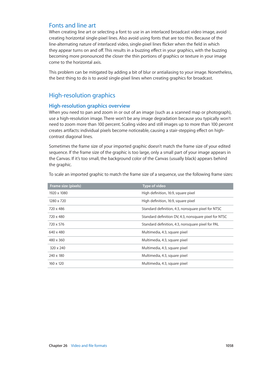 Fonts and line art, High-resolution graphics, High-resolution graphics overview | Overview | Apple Motion 5.1.1 User Manual | Page 1058 / 1090