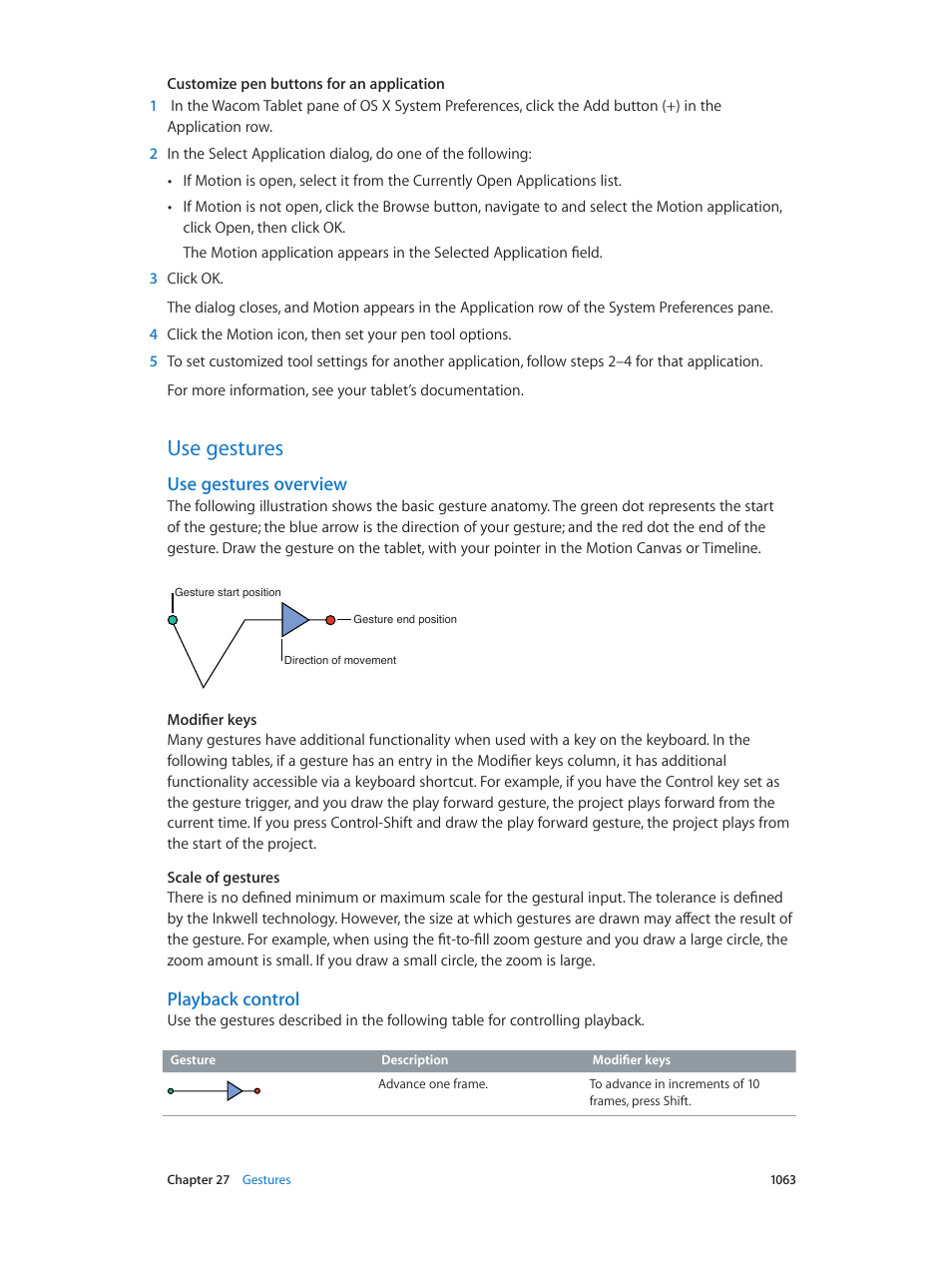 Use gestures, Use gestures overview, Playback control | 1063 use gestures 1063 | Apple Motion 5.1.1 User Manual | Page 1063 / 1090
