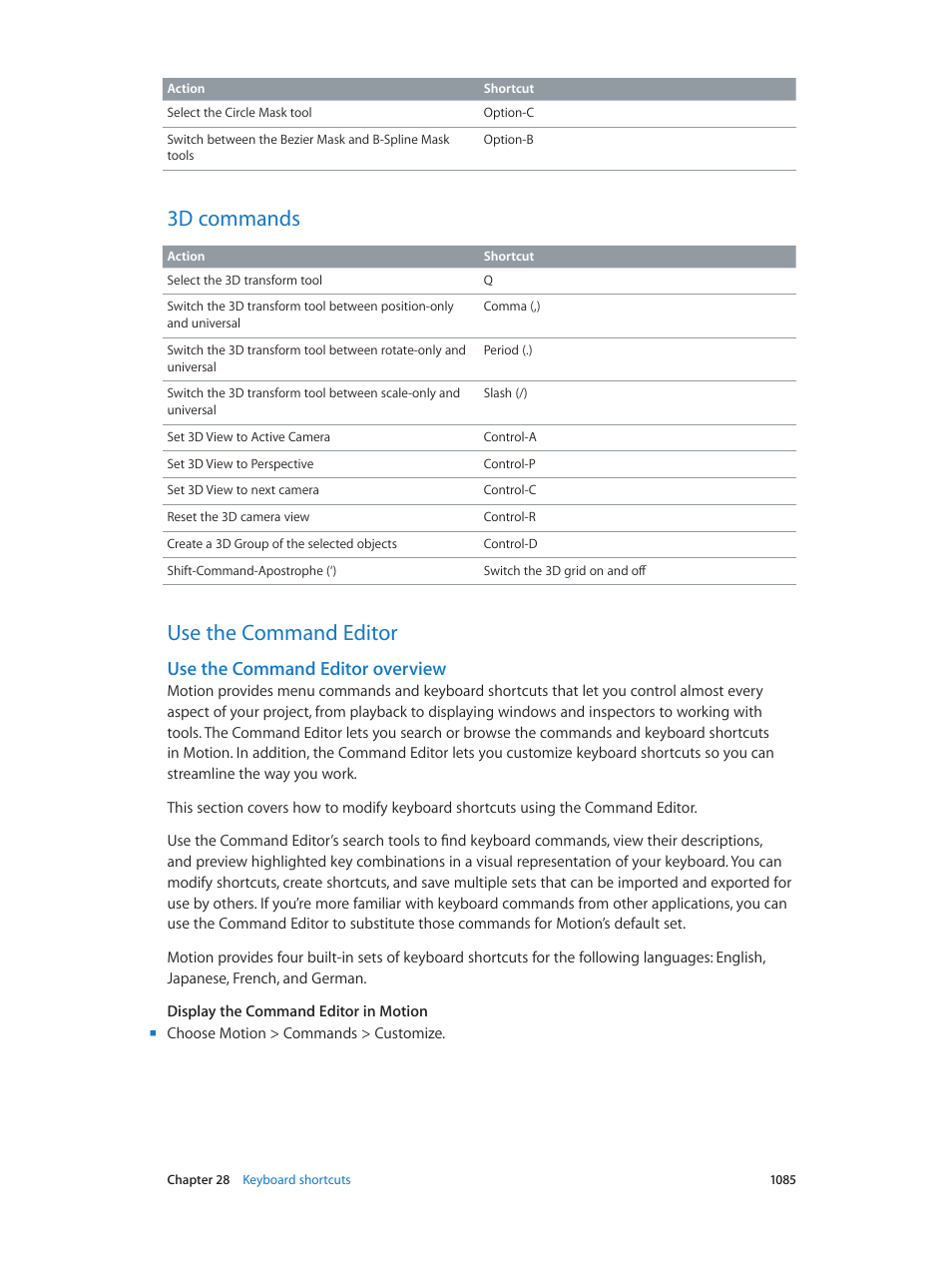 3d commands, Use the command editor, Use the command editor overview | 1085 3d commands 1085 use the command editor 1085, Overview | Apple Motion 5.1.1 User Manual | Page 1085 / 1090