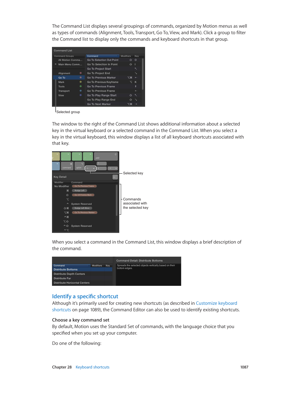 Identify a specific shortcut | Apple Motion 5.1.1 User Manual | Page 1087 / 1090