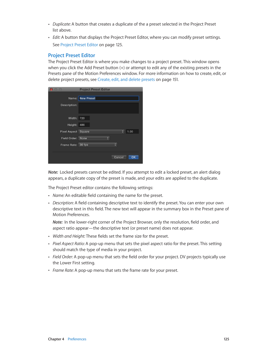 Project preset editor | Apple Motion 5.1.1 User Manual | Page 125 / 1090