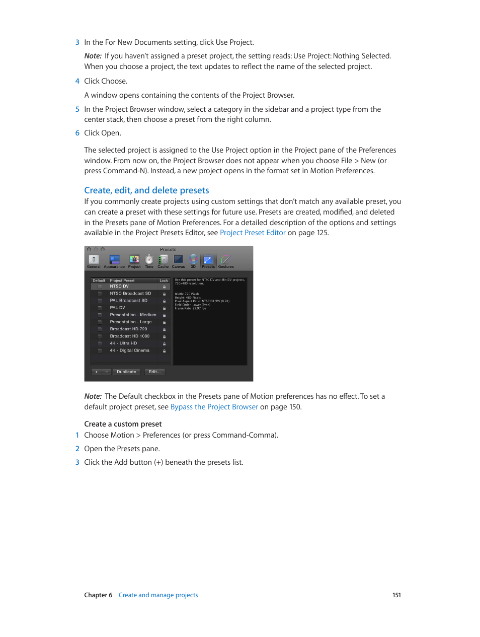 Create, edit, and delete presets | Apple Motion 5.1.1 User Manual | Page 151 / 1090