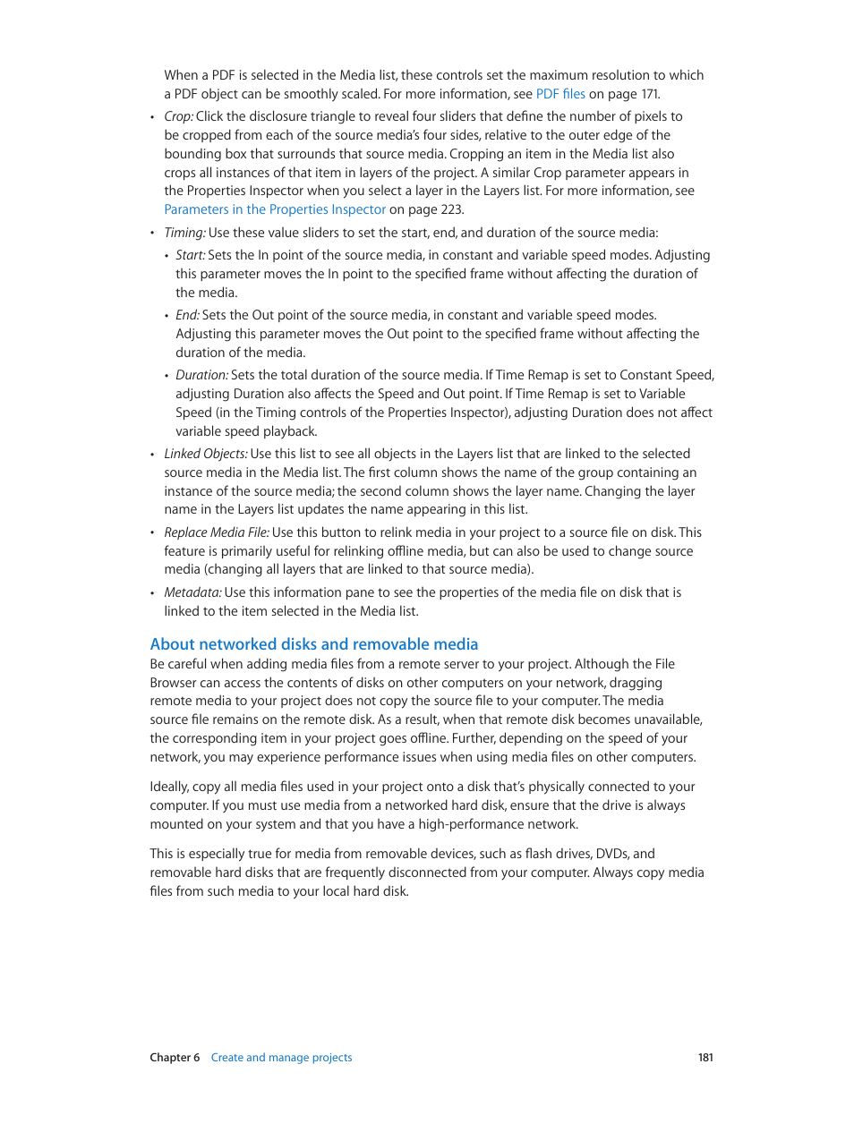 About networked disks and removable media | Apple Motion 5.1.1 User Manual | Page 181 / 1090