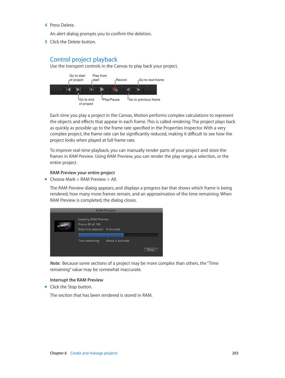 Control project playback, 203 control project playback | Apple Motion 5.1.1 User Manual | Page 203 / 1090