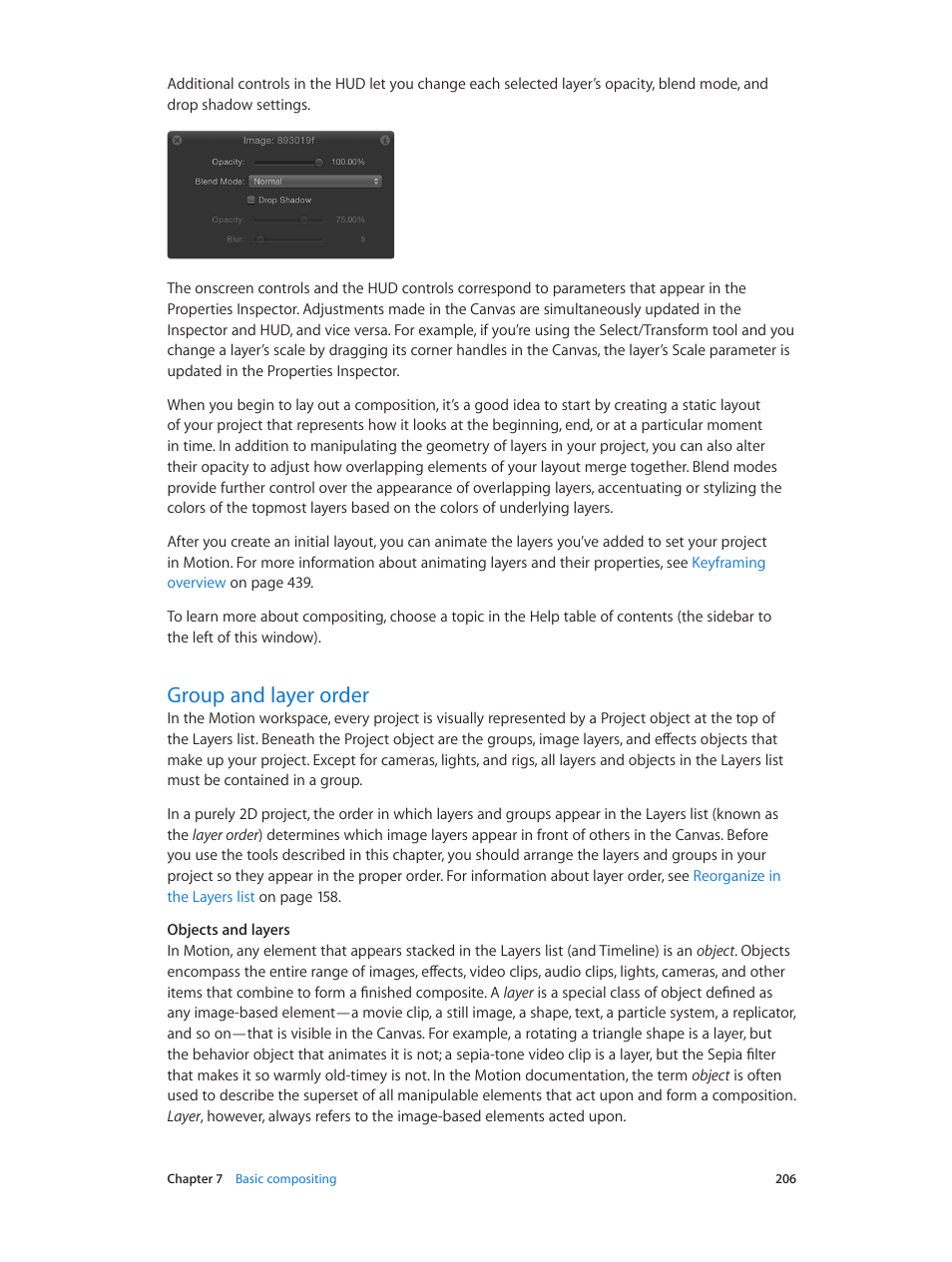 Group and layer order, 206 group and layer order | Apple Motion 5.1.1 User Manual | Page 206 / 1090
