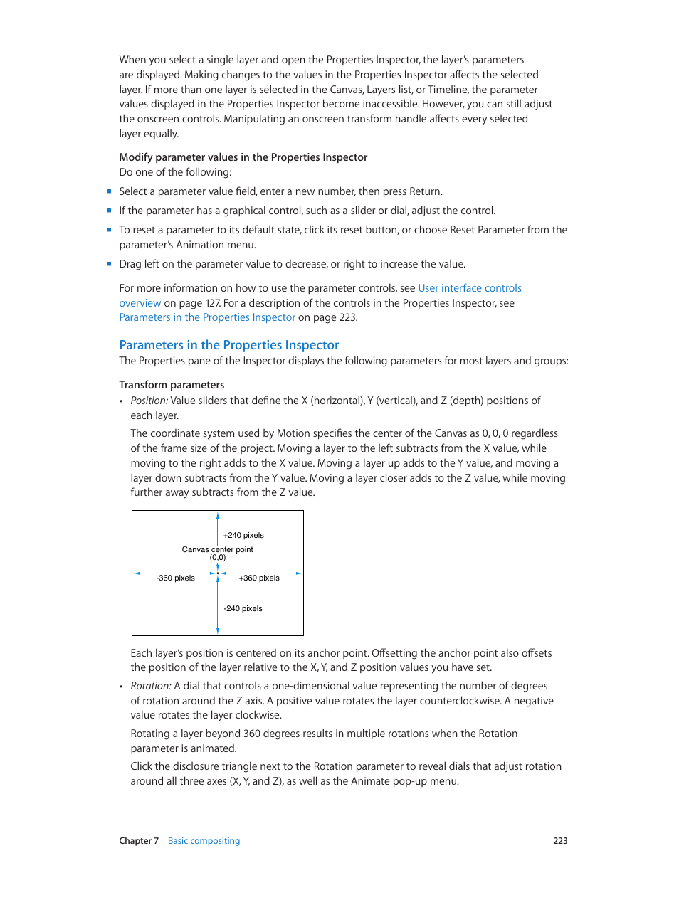 Parameters in the properties inspector | Apple Motion 5.1.1 User Manual | Page 223 / 1090