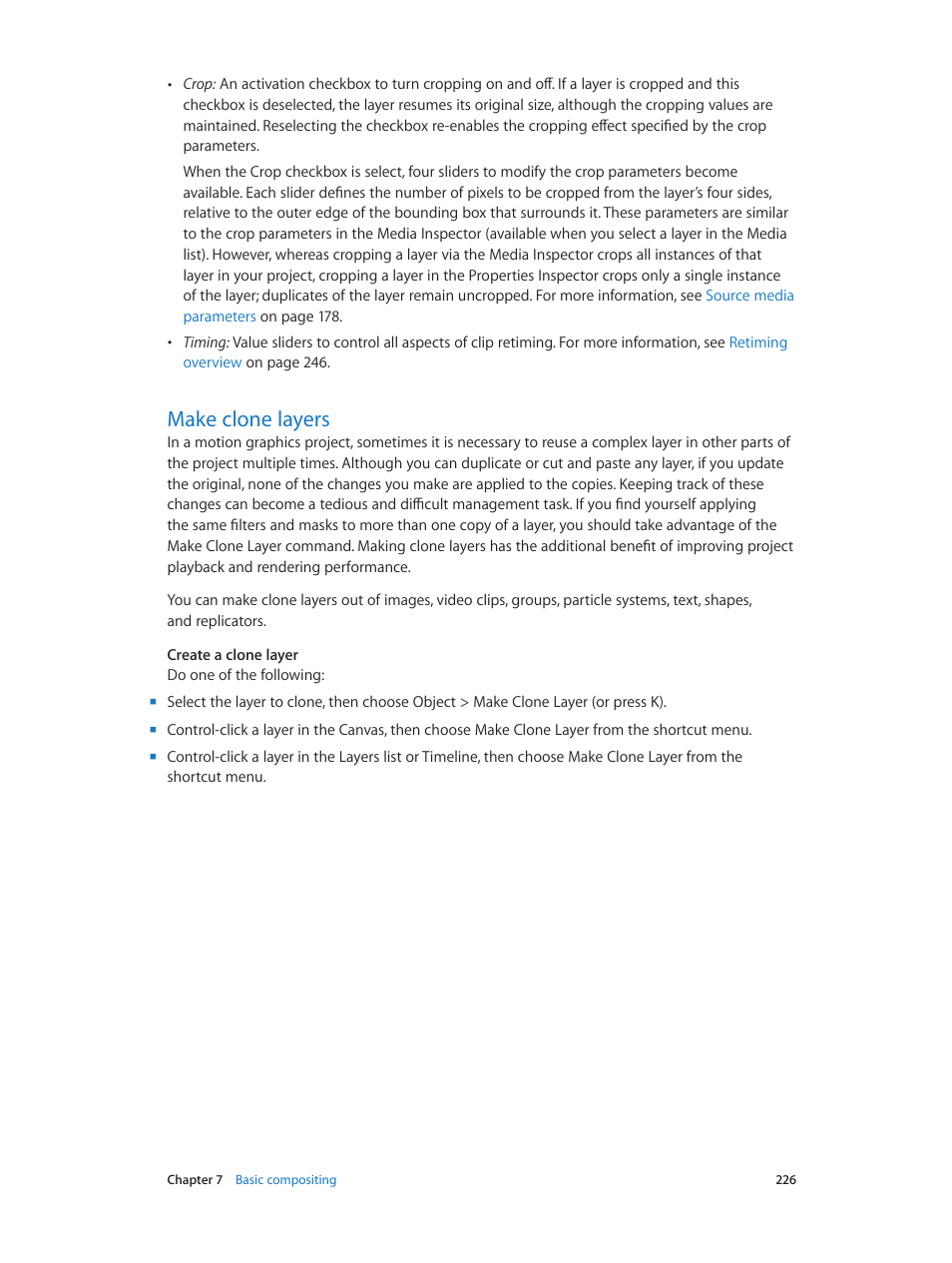 Make clone layers, 226 make clone layers, Make clone | Layers | Apple Motion 5.1.1 User Manual | Page 226 / 1090