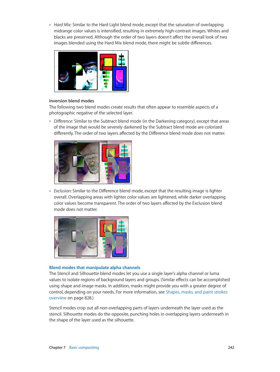 Blend modes that manipulate alpha channels | Apple Motion 5.1.1 User Manual | Page 242 / 1090