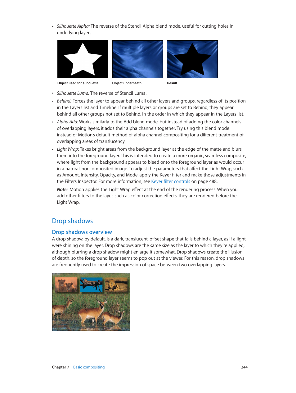 Drop shadows, Drop shadows overview, 244 drop shadows 244 | Apple Motion 5.1.1 User Manual | Page 244 / 1090