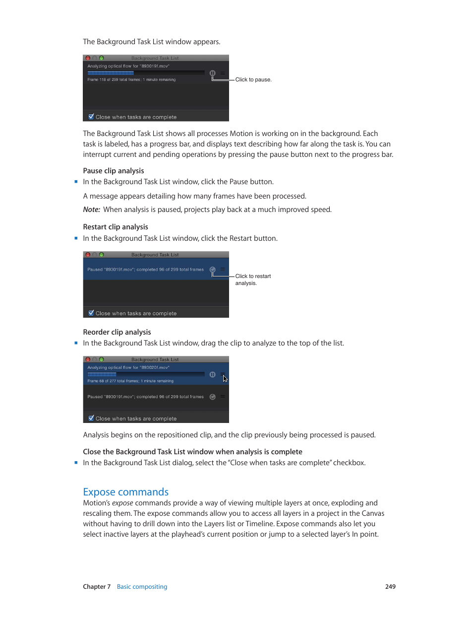 Expose commands, 249 expose commands | Apple Motion 5.1.1 User Manual | Page 249 / 1090